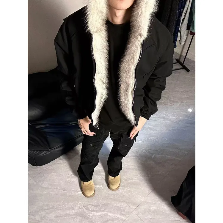 F95K79 冬季座山雕Cleanfit毛领设计夹棉加厚保暖工装连帽棉服