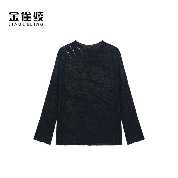 金雀绫【夜雨微凉】设计师新中式气质镂空加宽加大衬衫SZA3SW587