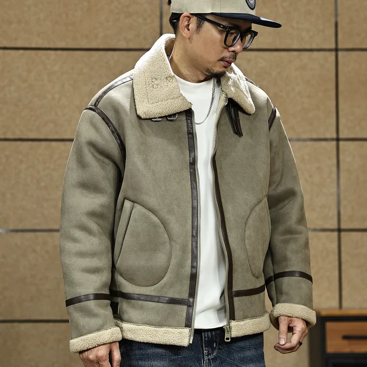 美式复古麂皮绒棉服男冬季2025新款颗粒绒加厚外套保暖加绒棉衣潮