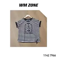 WM 4-2-2042  7966 创意印花条纹短袖