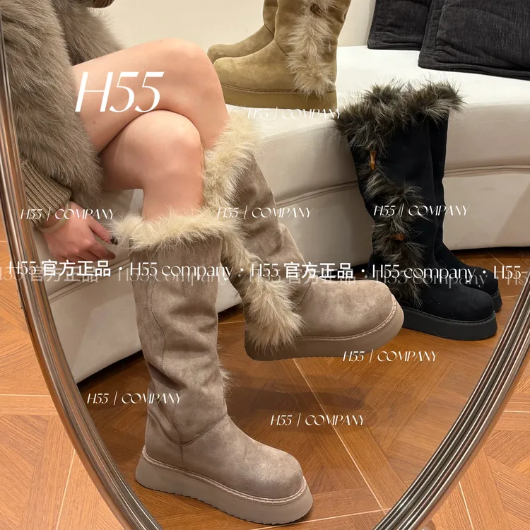 H55-暖绒时光-冬季保暖厚底千金雪地靴7.5cm45-3126-5-YY