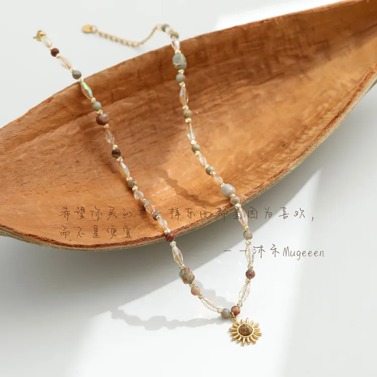 钛钢项链 【暖阳】原创设计小众民族风项链复古钛钢颈链坠链男女