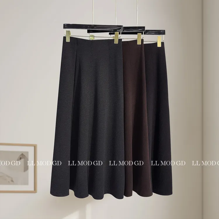 绵柔羊毛 秋冬高级感洋气时尚高腰显瘦羊毛中长款半身裙XR-263258