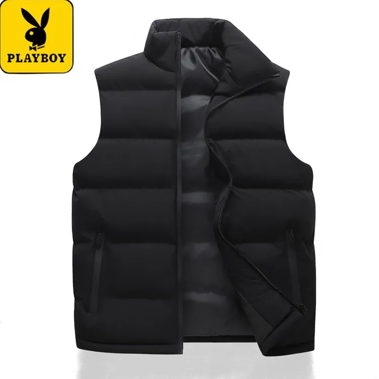 花花公子运动马甲男秋冬季大码加厚保暖外套男士坎肩背心棉衣男装