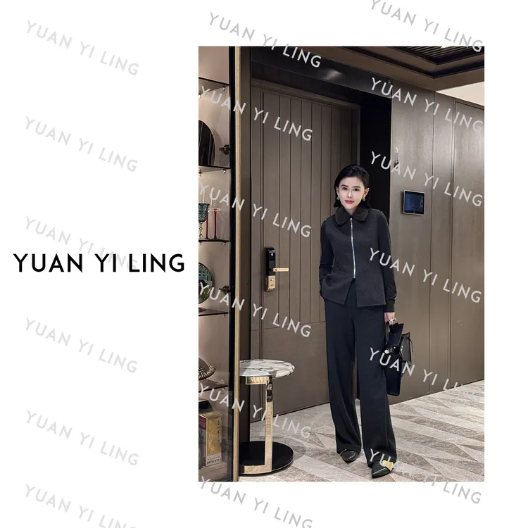 袁艺灵【赫丽斯】澳毛高支羊绒拉链设计感双面呢马甲3194