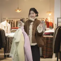 闵笑一【暖意故事】新款温柔显瘦气质设计感休闲毛绒外套上衣