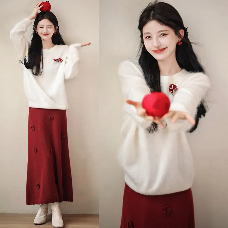 【赵大喜】初雪拉绒毛衣 | 加厚高克重/无缝一体送胸针