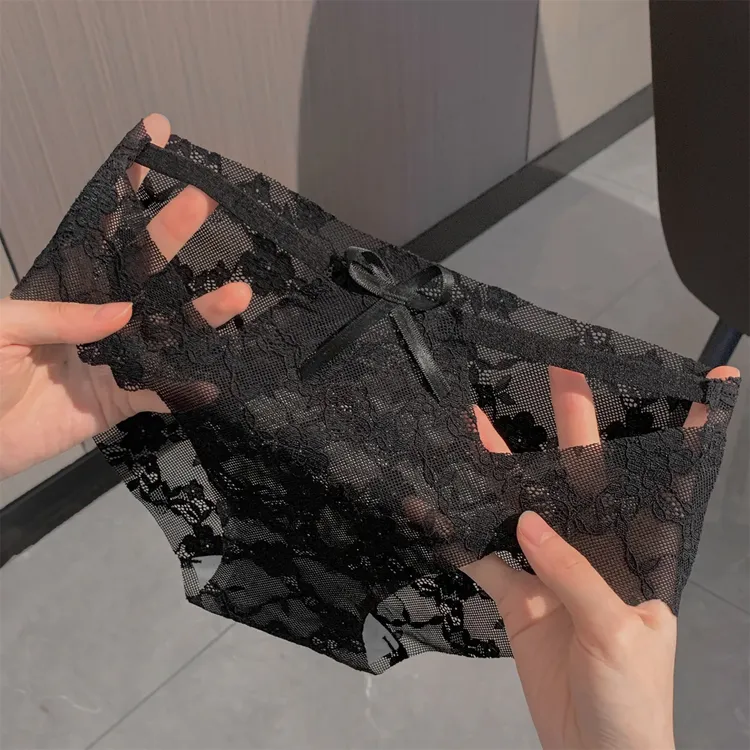 蕾丝内裤女2025新款提臀裤网纱少女粉三角裤日系纯欲镂空女士内裤