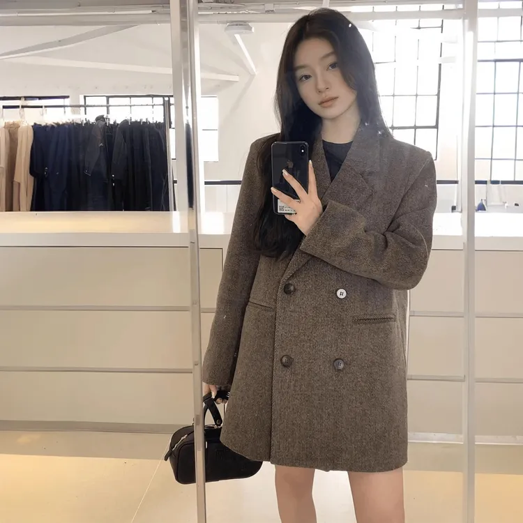 西装毛呢大衣女秋冬季2025年新款高级感短款外套呢子小个子赫本风