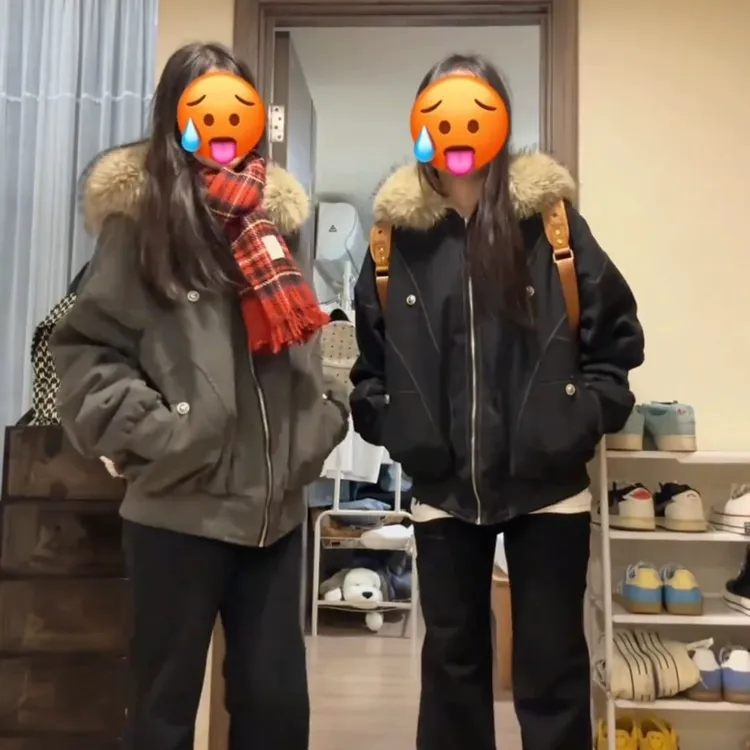 国潮座山雕外套女2025新款仿兔毛外套冬装派克服cleanfit短款棉衣