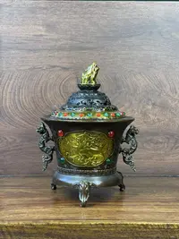 高价值链接大师级鎏金镶钻纯铜香炉