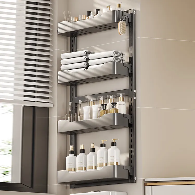 马桶上方置物架卫生间浴室免打孔壁挂墙上多功能厕所用品收纳架子