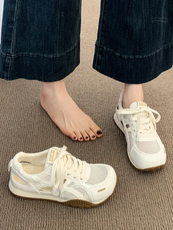 厚底包头运动凉鞋女夏外穿2025新款网鞋女透气镂空百搭小白阿甘鞋