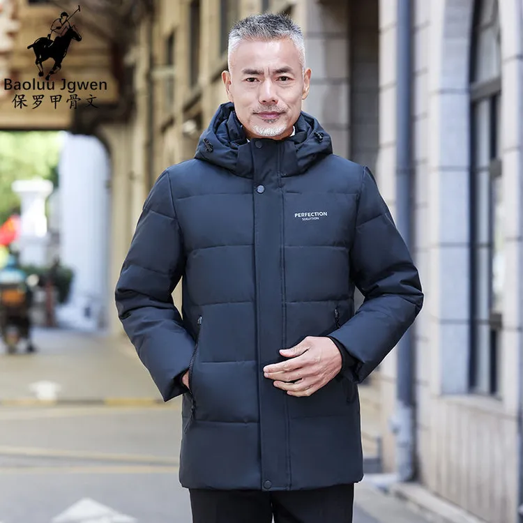 Baoluu Jgwen/保罗甲骨文中长款大码羽绒服中老年保暖中老年男士