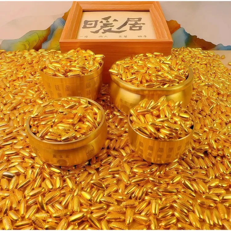 实心金米聚宝盆 百福缸压缸填缸家居装饰点缀