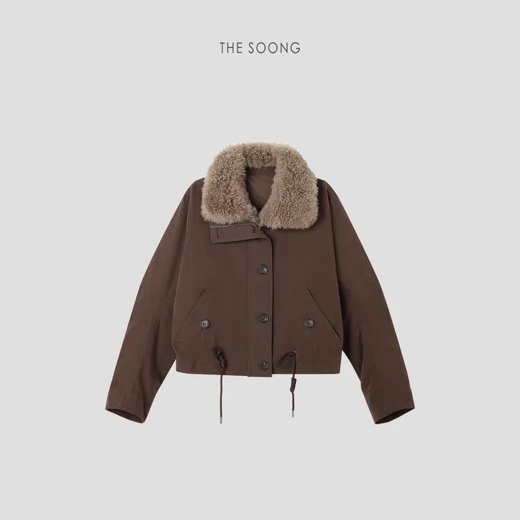 THESOONG|重工纯棉立裁90白鹅绒山羊绒翻领羽绒服HWYRF8045