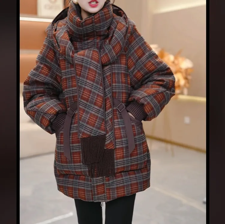 2025冬季新款时尚爆款洋气中长款连帽白鸭绒女百搭气质奢华