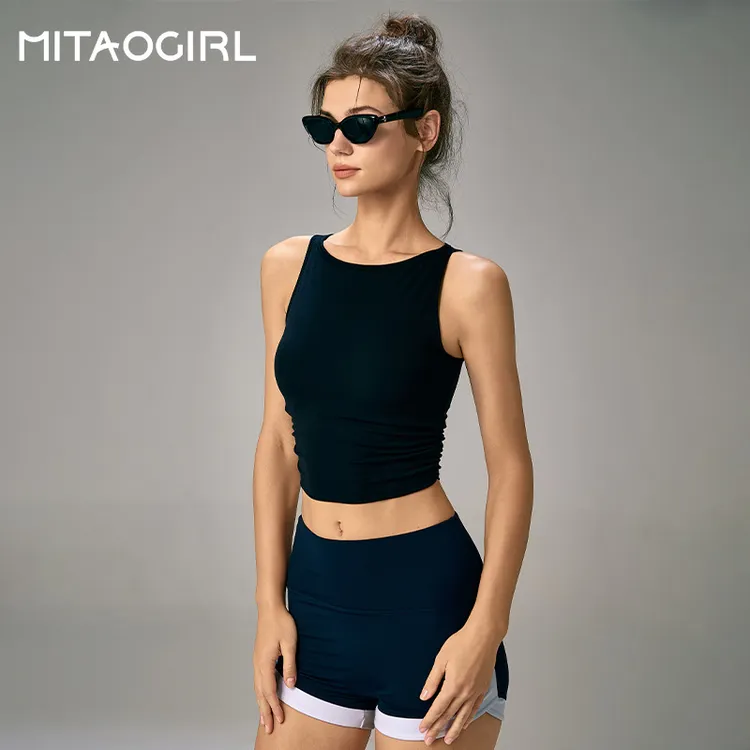 MITAOGIRL肯豆运动内衣女夏带胸垫可外穿瑜伽背心健身文胸上衣