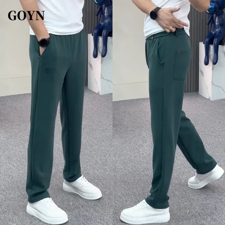 GOYN2025痞帅慵懒风男装时尚纯色百搭轻奢透气简约男士直筒休闲裤