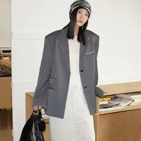 精纺羊毛25经典宽松撞色扣休闲西装 4112