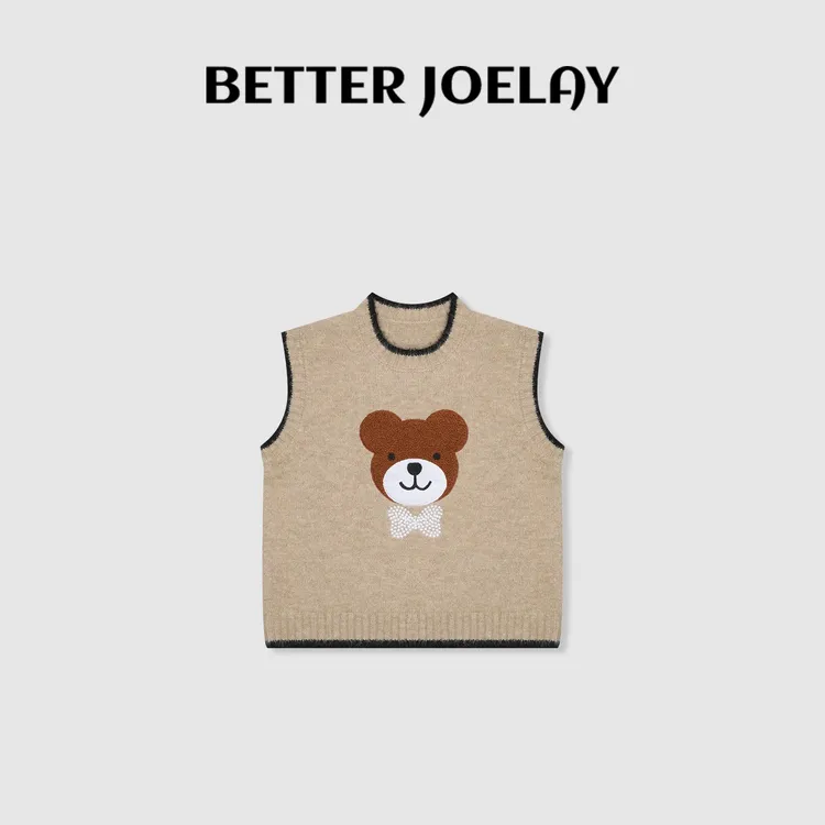 BETTER JOELAY-【奶咖小熊】羊毛时尚马甲气质百搭慵懒韩版LL6252