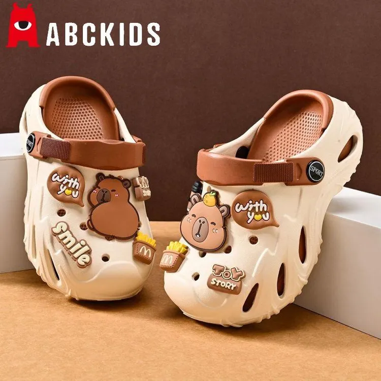 Abckids卡皮巴拉儿童洞洞鞋男童拖鞋夏季新款eva防滑软底居家凉鞋