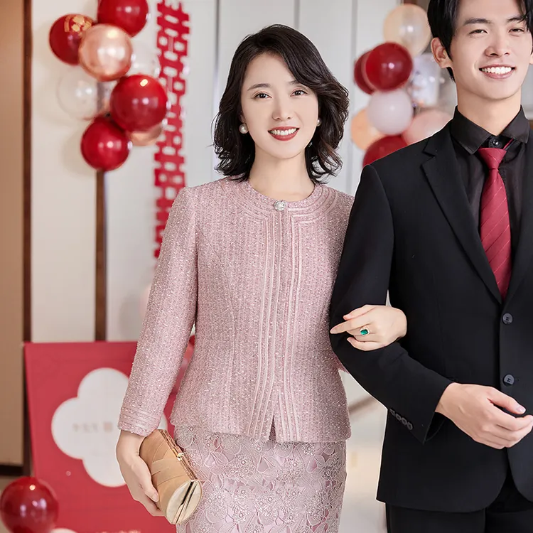 喜嘉喜高端喜妈妈婚宴气质小香风套装年轻妈妈装婚宴礼服礼服1289
