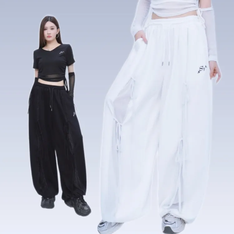 秋季新款广场舞休闲微弹立体拼接印花人棉空气层女士新款裤子