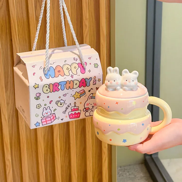 奶fufu小兔蛋糕陶瓷马克杯带盖秋冬生日礼物闺蜜实用伴手礼礼盒