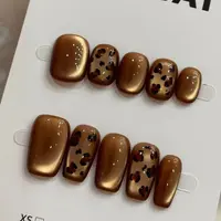 【焦糖豹豹】秋冬新款豹纹猫眼手工穿戴甲显白高级气质美甲贴片
