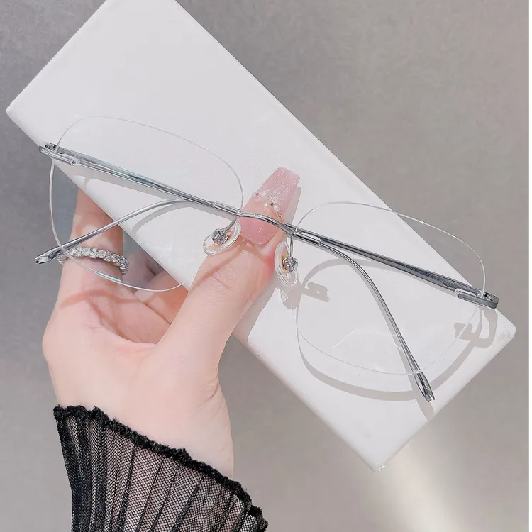 5-超轻纯钛无边框近视眼镜配有度数变色眼睛镜架男防蓝光9069-A5