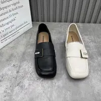 W413503折扣圆头深口套脚中跟粗跟时尚百搭乐福鞋休闲女单鞋