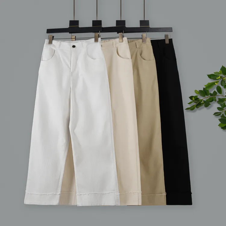九分裤夏季薄款透气高腰直筒宽松大码显瘦窄版烟管裤阔腿休闲裤子