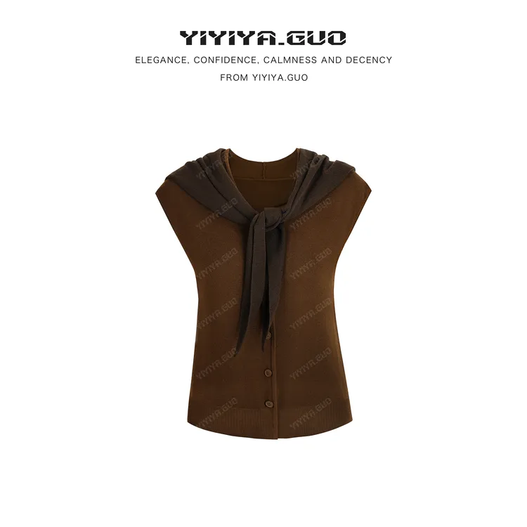 yiyiya.Guo艺艺吖【休闲派】时尚百搭弹力V领无袖马甲080092SS52