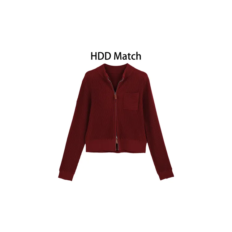 HDD- "针织定义" 羊毛 秋冬韩版拉链修身气质开衫毛衣上衣 Y9530 