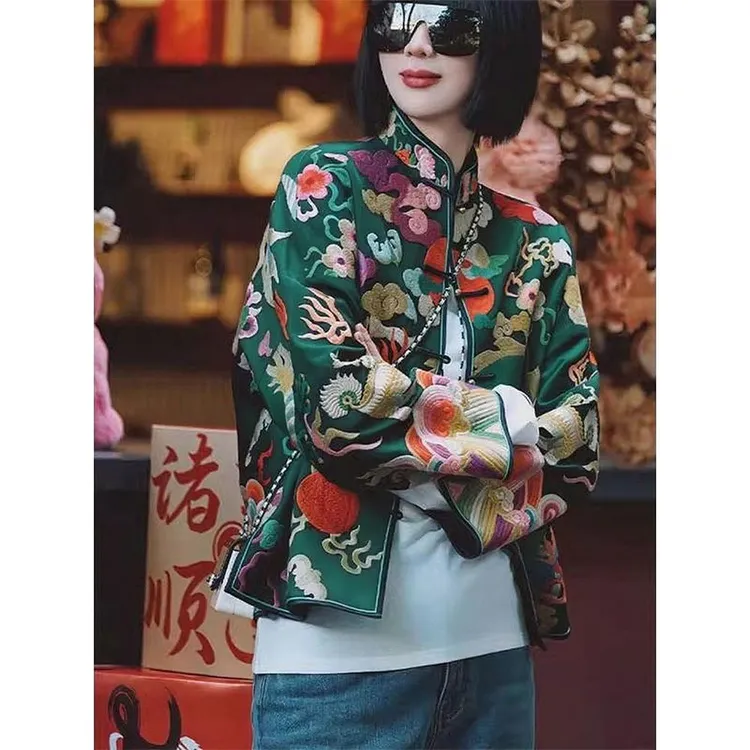 气质高端新中式女装国风刺绣外套女2025秋季新款改良唐装复古上衣