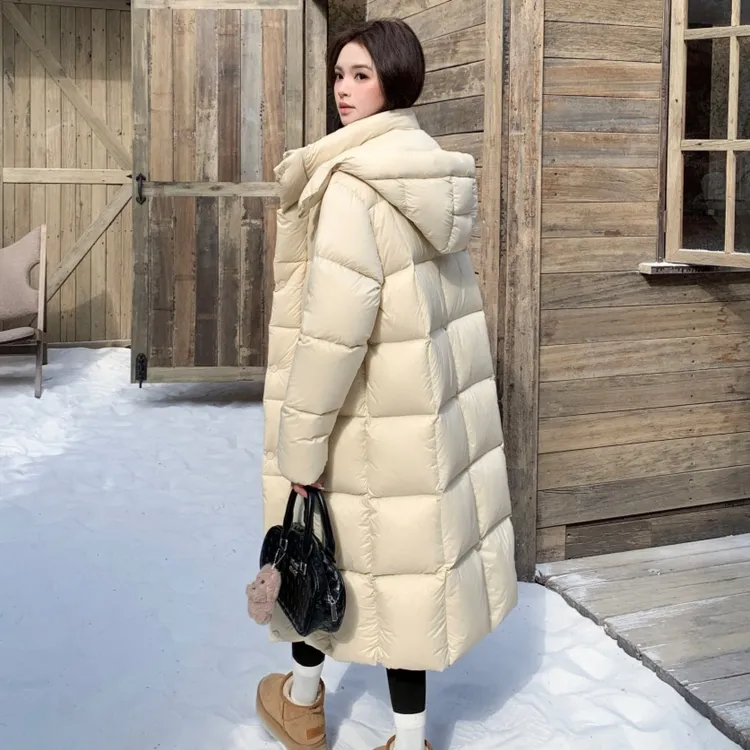 檀健次同款2025年新款95白鹅绒泡芙4.0加厚过膝长款羽绒服女110