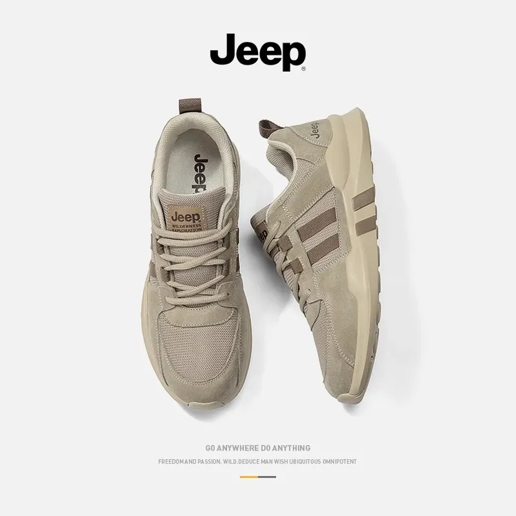 jeep吉普男鞋春秋季2025新款透气休闲鞋男士软底网面跑步运动潮鞋