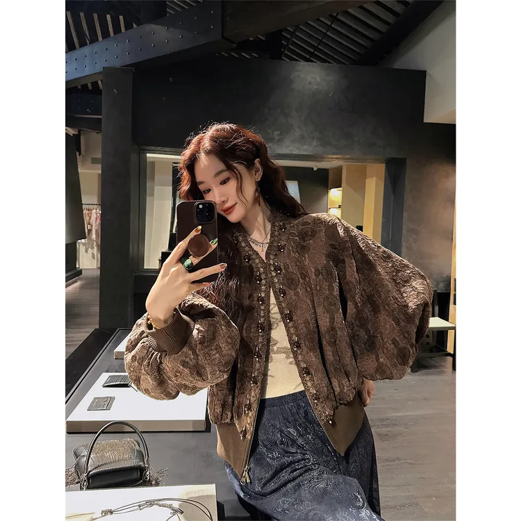 三吉黑花「9/28晚20点新品95折」【万物生】香云灯笼袖羽绒服外套    