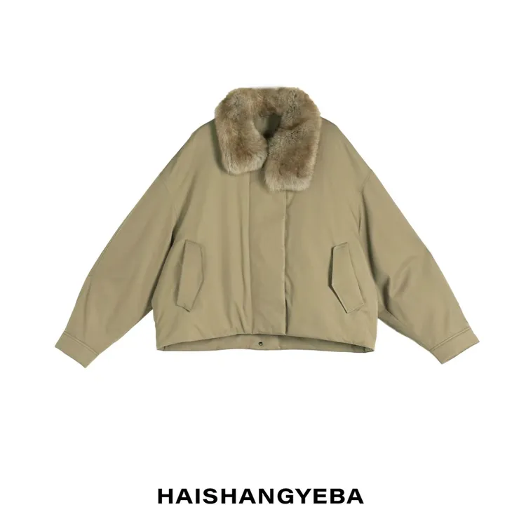 【海上叶爸】新款2025秋冬百搭95鹅绒毛领加厚宽松保暖羽绒服