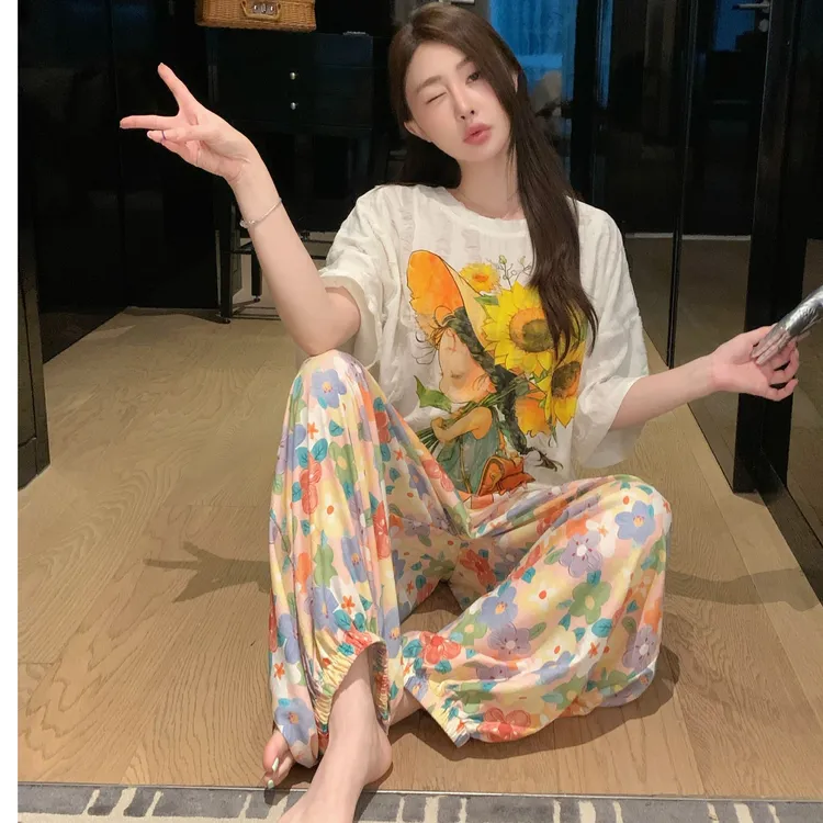 睡衣三件套夏季女款带胸垫一体防凸点可外穿大码凉感家居服
