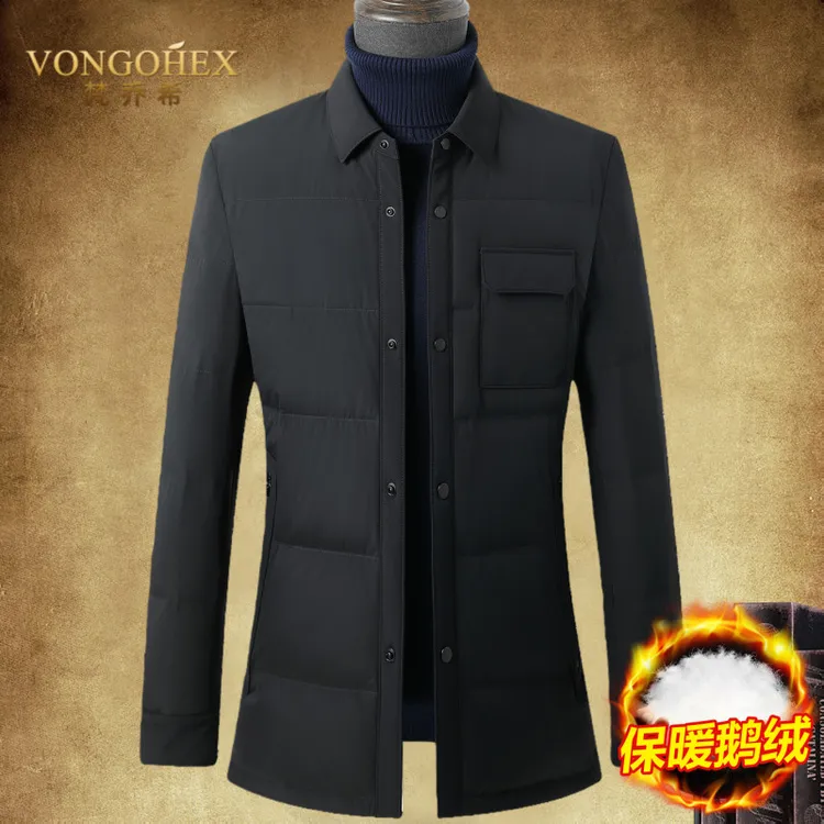 VONGOHEX轻薄翻领羽绒服男士冬季白鹅绒保暖商务通勤高端夹克外套