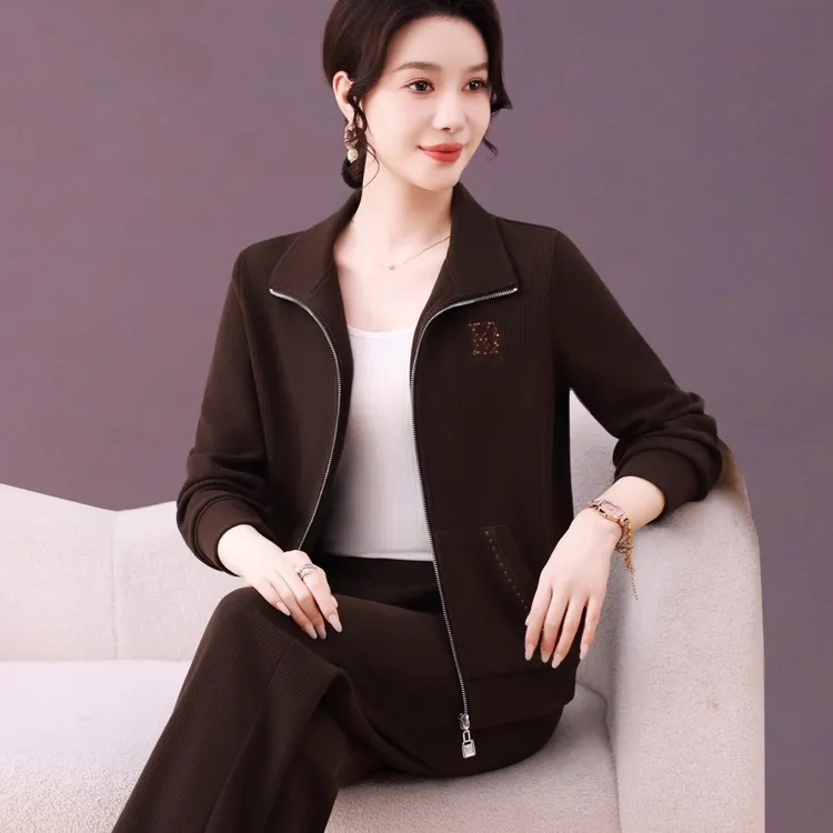 运动服套装女春秋2025新款时尚洋气妈妈装时髦早秋休闲跑步两件套