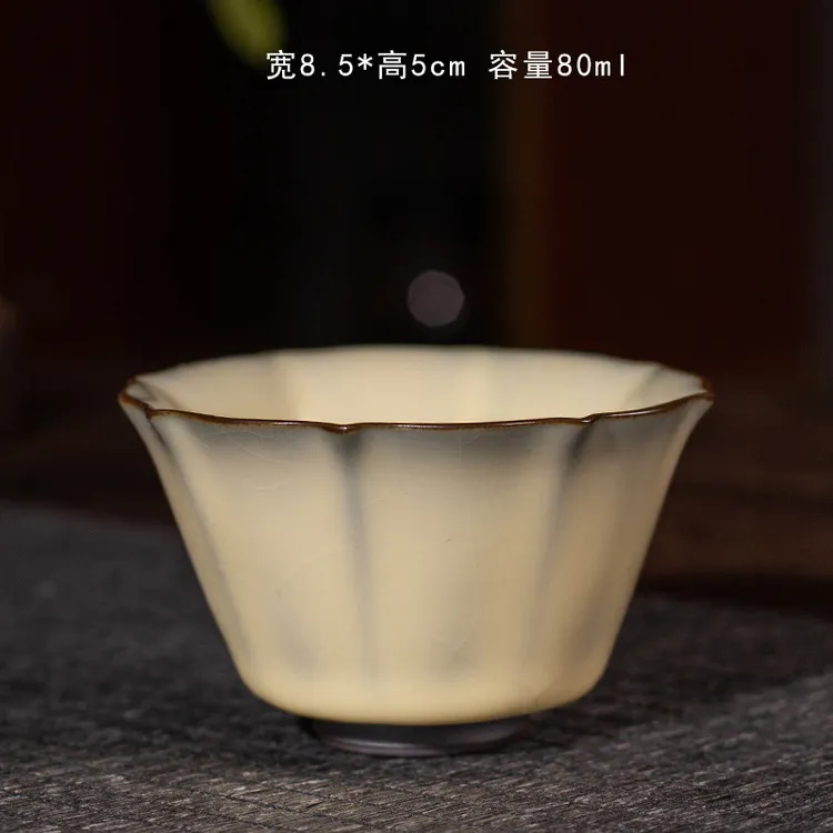 予迟器【铁胎汝窑】白瓷主人杯品茗杯复古开片家用冰裂釉茶碗单茶杯
