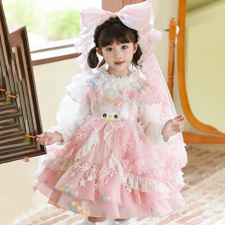 美乐蒂女童洛丽塔公主裙秋装儿童生日礼服裙小女孩长袖秋款连衣裙