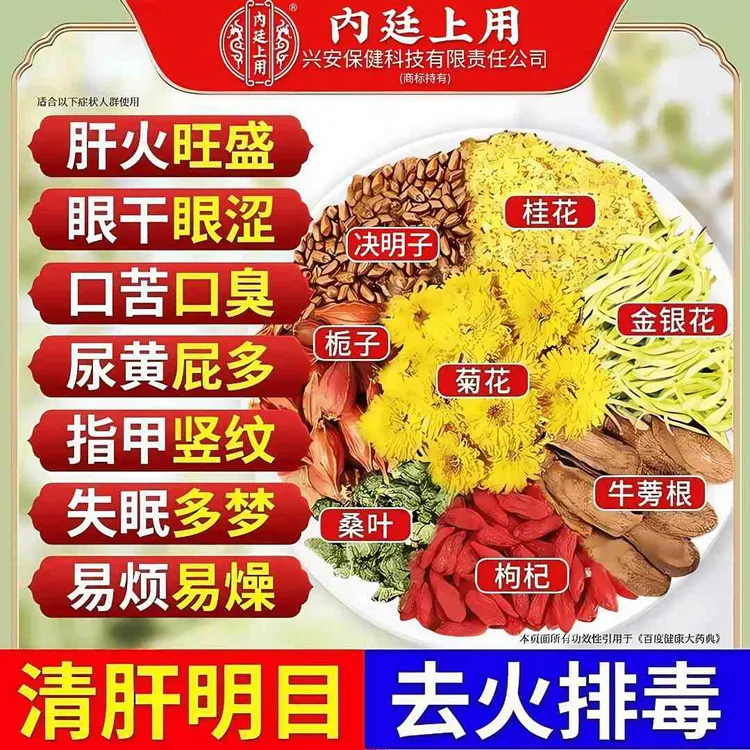 北京同仁堂菊花决明子枸杞茶蒲公英熬夜毒排清热肝下火目明尿黄茶