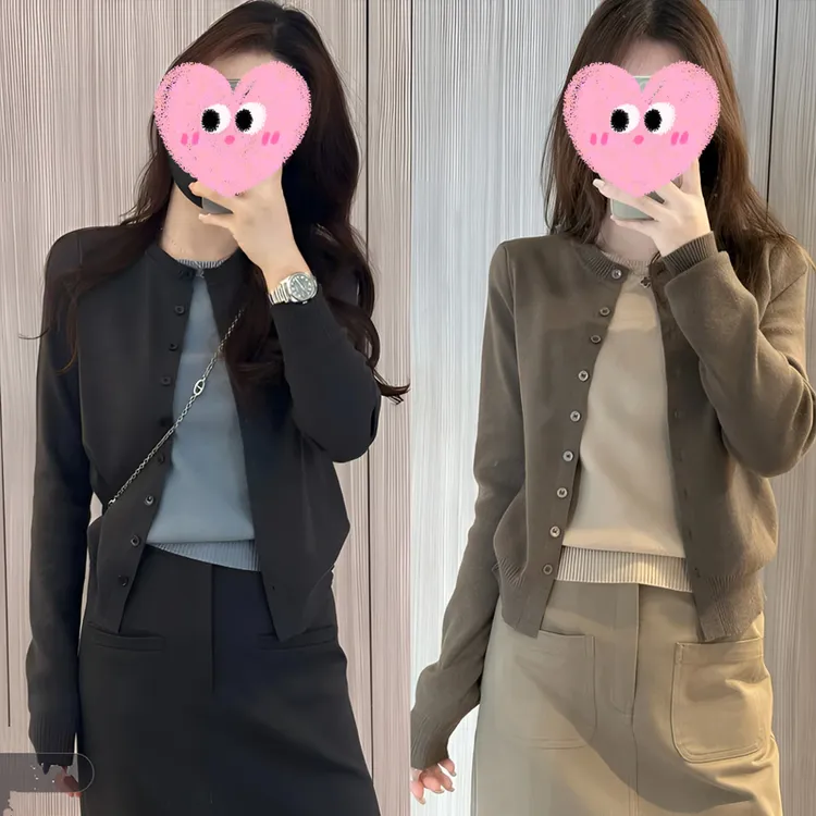 2025早秋季新款拼色假两件开衫毛针织衫女装修身显瘦长袖短款上衣