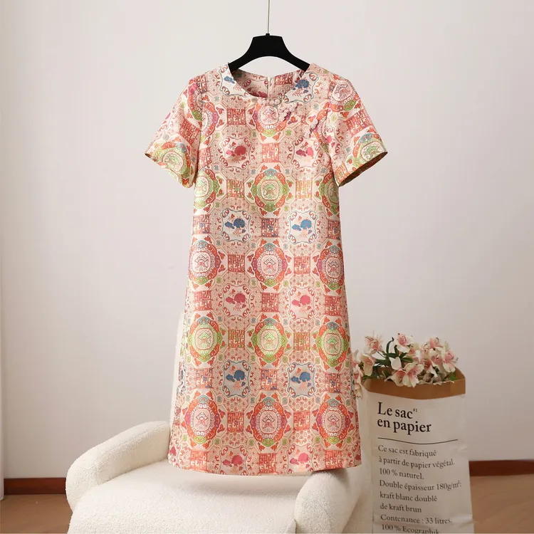 COLD MEDIUM新中式时尚夏季设计师女装连衣裙遮肉显瘦小A版L29