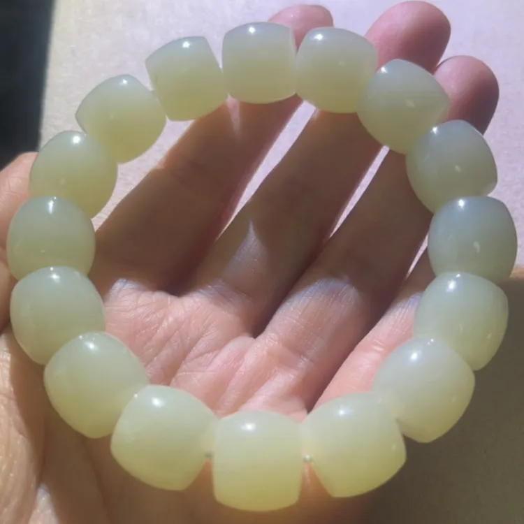 和田玉新疆料1.4直切男款手链