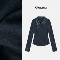GULINA/娜姐夏欧洲站设计师经典百搭立领长袖T恤女88081